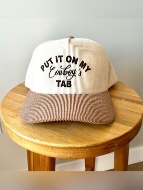 C.C Corduroy Snap-Back Cap Cream and Brown Womens/Mens -Calgary Stampede Rodeo
